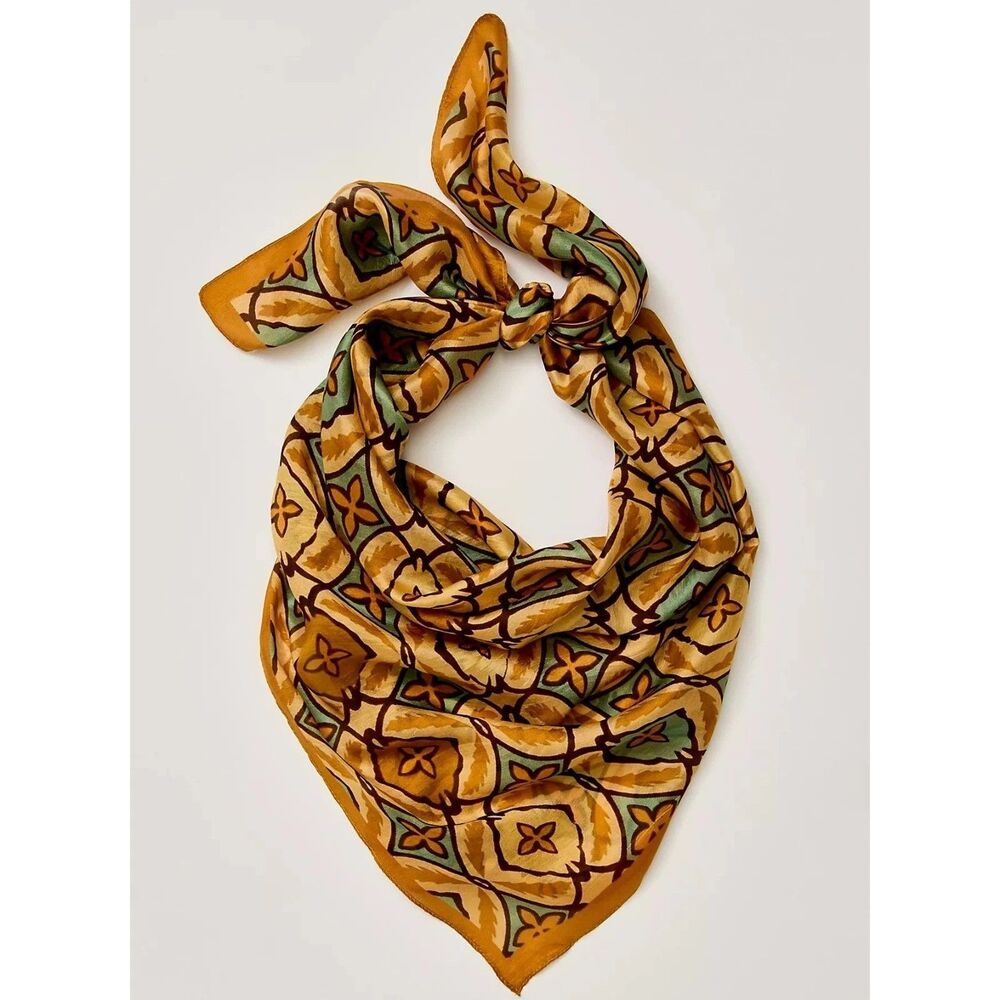 Free People So Silk Printed Bandana Scarf Tube Top Belt Paisley Wrap OS 291133